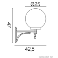Lampa elewacyjna 1x E27 - KULE CLASSIC K 3012/1/K 250 U- rysunek techniczny
