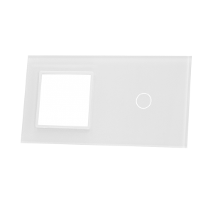 Szklany panel dotykowy podwójny biały - 1-sekcyjny + 1 gniazdo - 701G-61 - LIVOLO