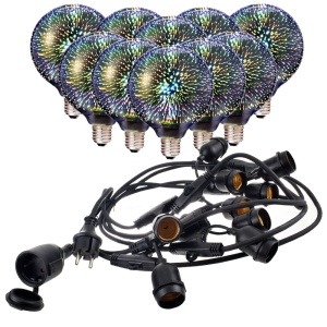 Girlanda ogrodowa 5mb z 10 żarówkami dekoracyjnymi LED -  E27 G125 3W - zestaw   