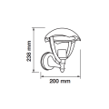 Lampa elewacyjna 1x E27 - czarna - VT-730 - rysunek techniczny