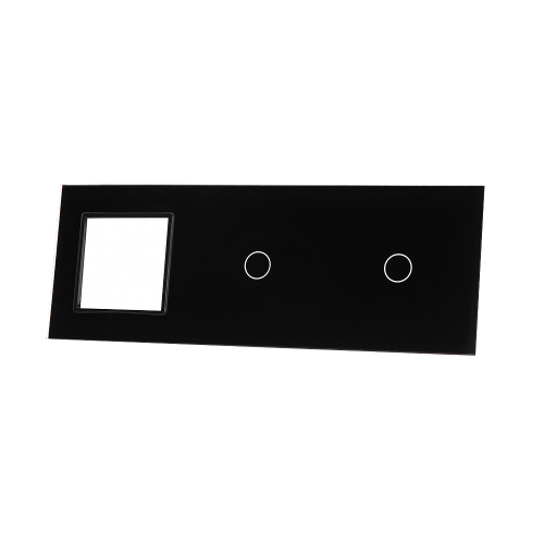 Szklany panel dotykowy potrójny czarny - 2-sekcyjny + 1 gniazdo - 7011G-62 - LIVOLO