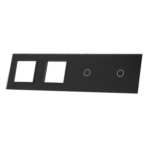 Szklany panel dotykowy poczwórny czarny - 2-sekcyjny + 2 gniazda - 7011GG-62 - LIVOLO