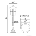 Lampa ogrodowa stojąca 1x E27 71cm - CORDOBA II K 5002/3/TD - rysunek techniczny