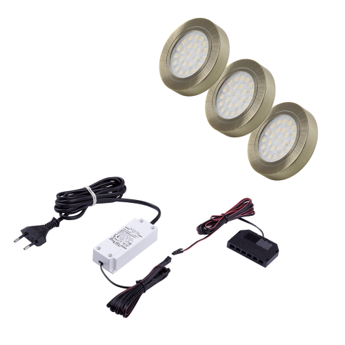 Punktowa oprawa meblowa LED OVAL DYSTANS - Antyk - 12V 2W + zasilacz - zestaw