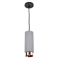 Lampa gipsowa wisząca szara ze złotym zdobieniem - okrągła - 1xGU10