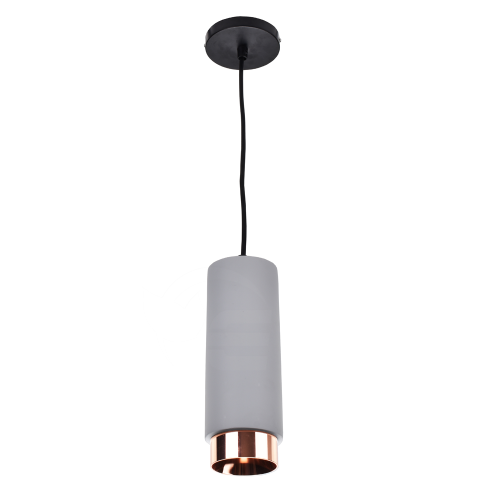 Lampa gipsowa wisząca szara ze złotym zdobieniem - okrągła - 1xGU10