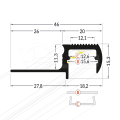 Profil schodowy LED OUTSTAIRS12 mosiężny z kloszem - 1,1mb  - rysunek techniczny 