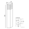 Lampa ogrodowa stojąca 1x E27 50cm - RADO III 2 BL - rysunek techniczny