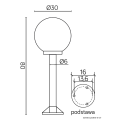 Lampa ogrodowa stojąca 1x E27 80cm - KULE K 5002/3/K 300 - rysunek techniczny