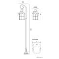 Lampa ogrodowa stojąca 1x E27 166cm - TOLEDO K 5002/1/R - rysunek techniczny