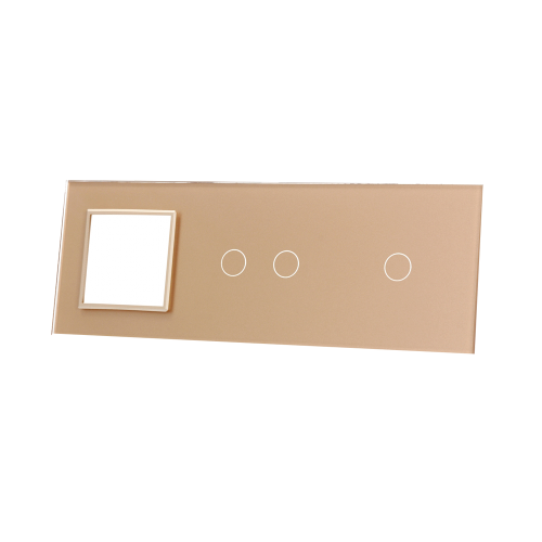 Szklany panel dotykowy potrójny szampański - 3-sekcyjny + 1 gniazdo - 7012G-63 - LIVOLO
