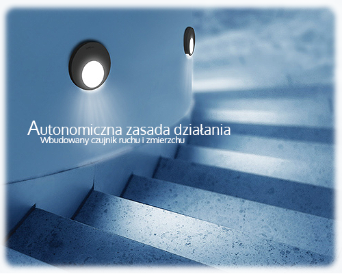 Czujnik ruchu i zmierzchu w oprawie schodowej (opcja dodatkowa)