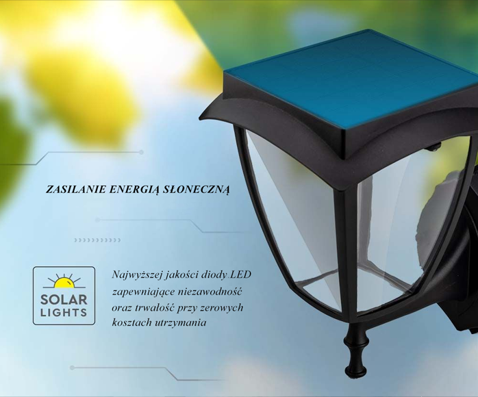 Zasilanie energią słoneczną Jedna lampa - dwie barwy światła