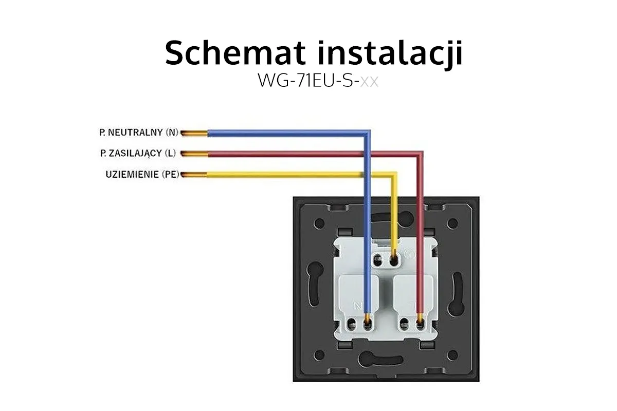 Schemat podłaczenia gniazdka elektrycznego WG-71-EU-S-67 Schemat podłaczenia gniazdka elektrycznego WG-71-EU-S-67