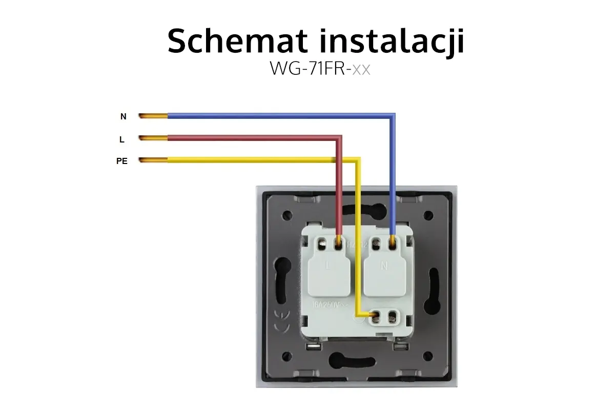 Schemat podłaczenia gniazdka elektrycznego WG-71FR-61