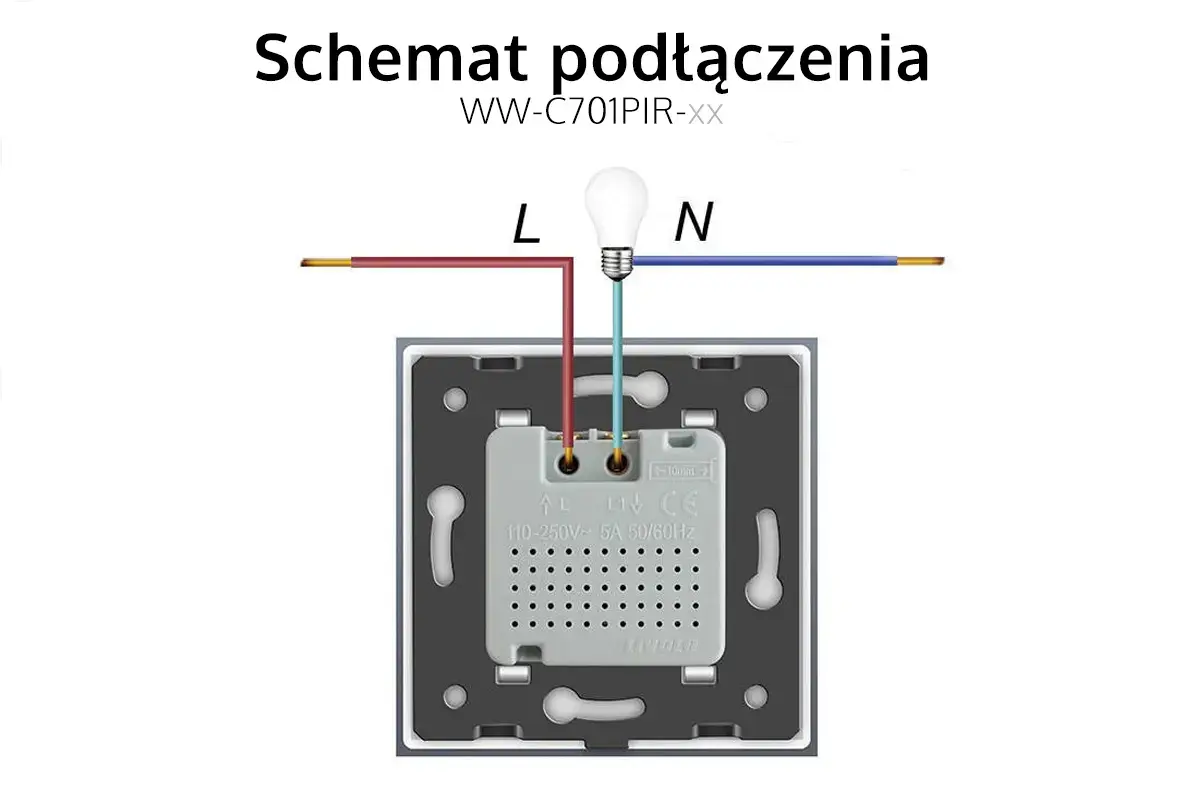 Schemat instalacji - Mechanizm czujnika ruchu WW-C7001PIR Schemat instalacji - Mechanizm czujnika ruchu WW-C7001PIR