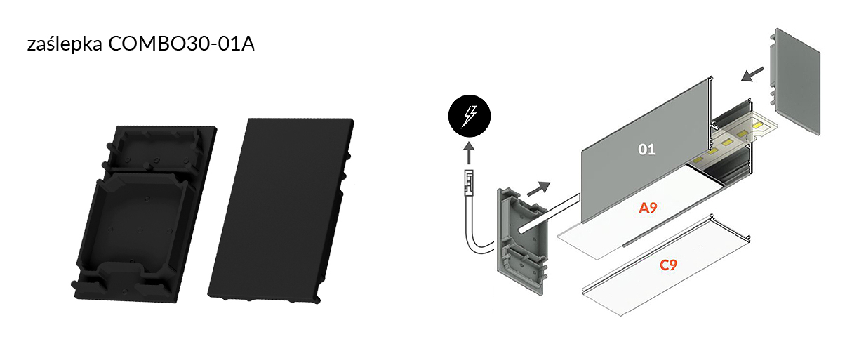 Montaż - czarna zaślepka COMBO30-01A