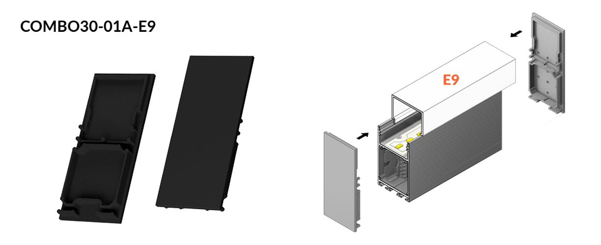 Montaż - czarna zaślepka COMBO30-01A-D9