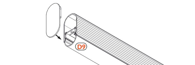 montaż zaślepki w profilu aluminiowym LED NAMI23