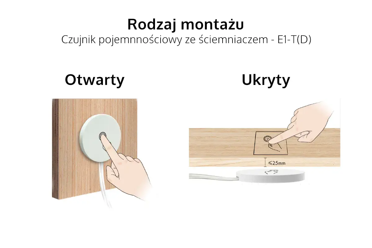 Rodzaj montażu - czujnik pojemnościowy ze ściemniaczem LED - E1-T(D) Skydance