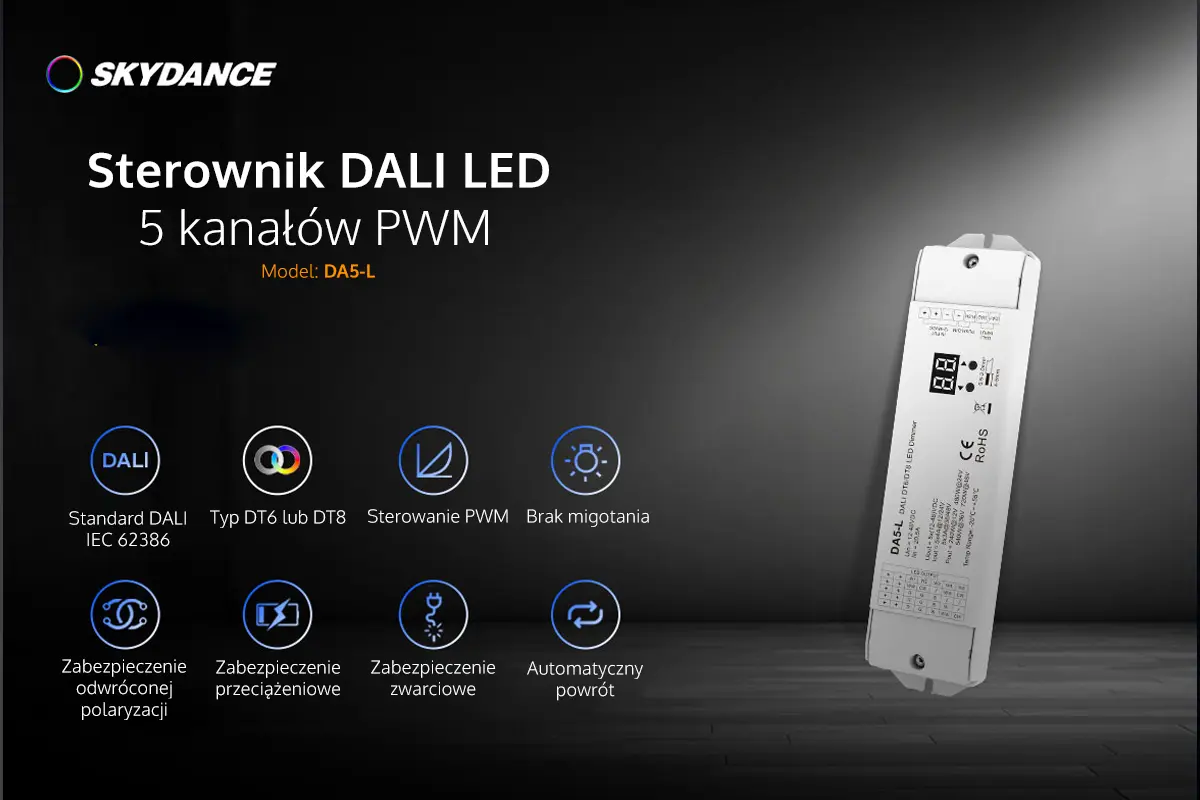 Charakterystyczne cechy - Sterownik LED DALI DA5-L - ELED