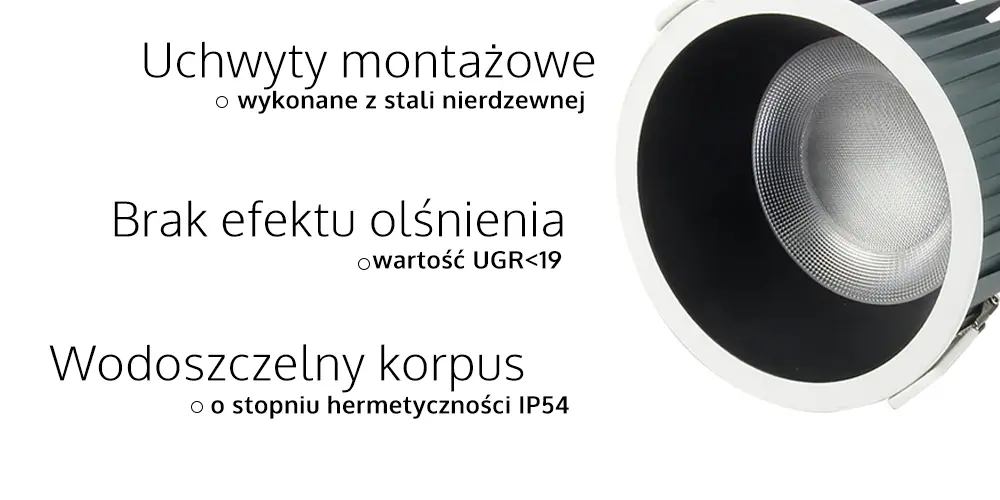 Cechy lampy LED downlight FUT079