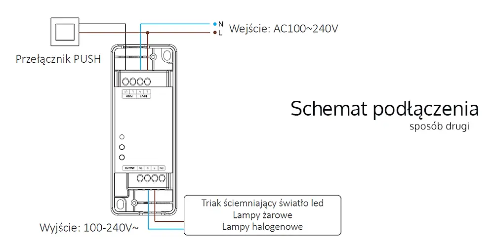 Schemat instalacji - Odbiornik LED Triak - Wifi - TRI-PW Schemat instalacji - Odbiornik LED Triak - Wifi - TRI-PW