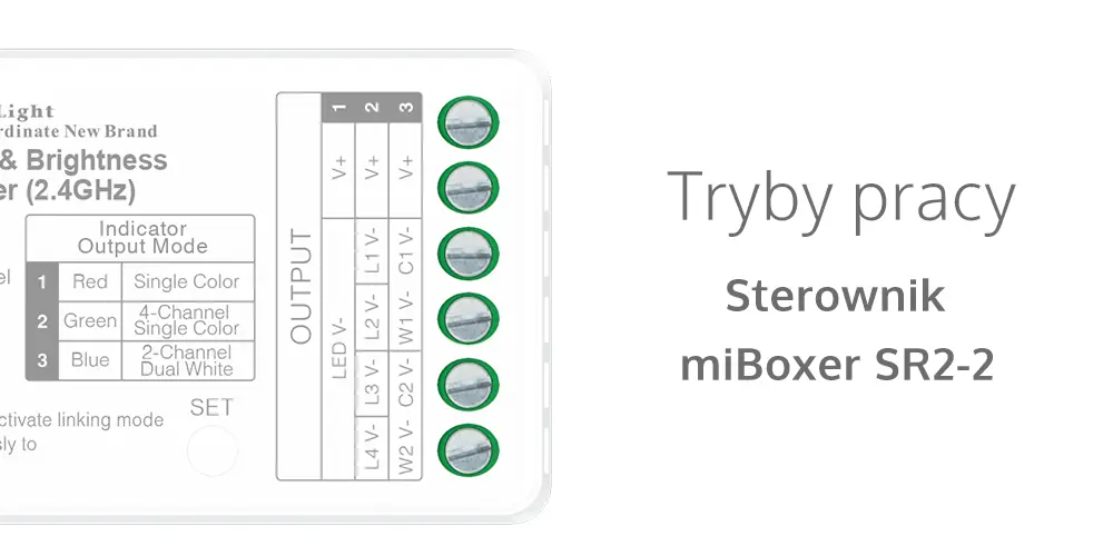 Tryby pracy sterownik miBoxer SR2-2 Tryby pracy sterownik miBoxer SR2-2