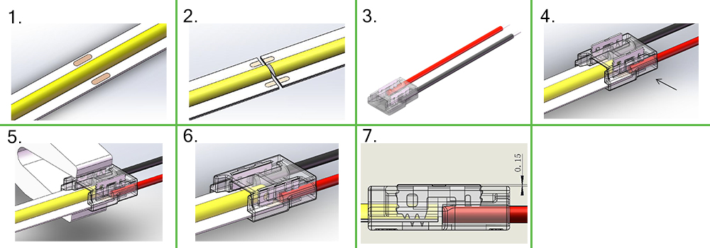 Instrukcja montażu złączki MC MONO 8mm COB/SMD na taśmie LED
