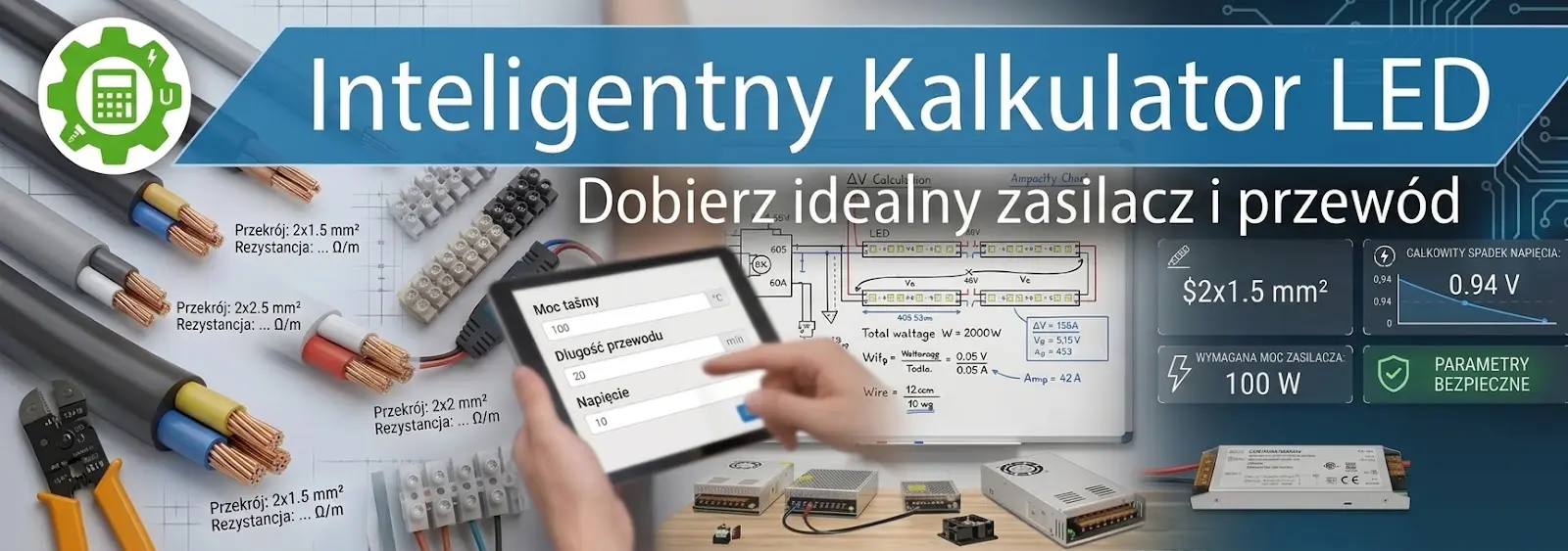 Poznaj inteligentny kalkulator doboru zasilacza i przewodów do LED